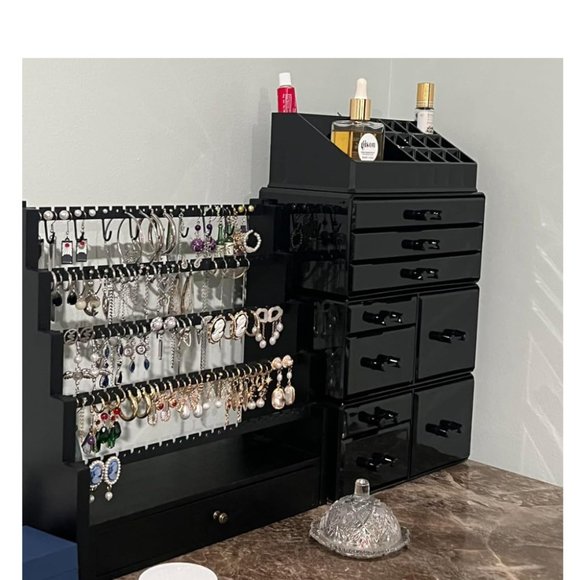 Acrylic Makeup Storage Box with 9 Drawer for Lipstick Jewelry and Makeup Brushes - Picture 2 of 8